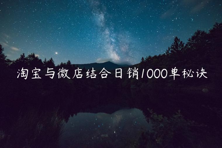 淘寶與微店結(jié)合日銷(xiāo)1000單秘訣